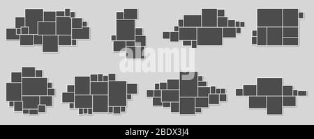 Modèle de collage de photos. Photos avec ombre, composition abstraite des cadres d'image et collection de modèles vectoriels de tableau d'humeur conçue Illustration de Vecteur
