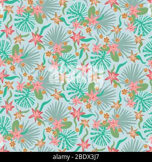 orchid et plantes tropicales modèle vectoriel sans couture Illustration de Vecteur