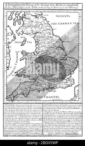 Edmond Halley, éclipse solaire totale, 1715 Banque D'Images