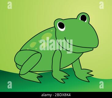 grenouille verte sur une feuille mignonne Illustration de Vecteur