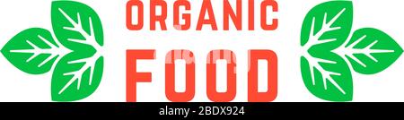 logo de la nourriture biologique avec feuilles vertes Illustration de Vecteur