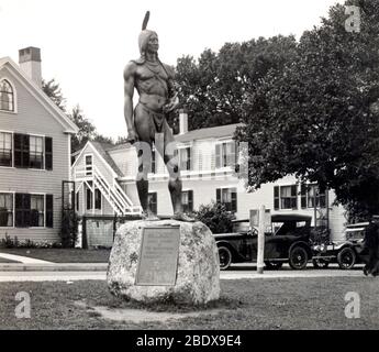 Statue de Massasoit, chef indien de Wampanoag Banque D'Images