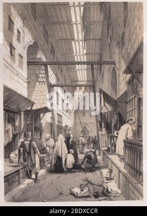 Khan el-Khaleelee, Robert Hay, illustrations du Caire, Londres, 1840 Banque D'Images