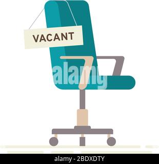 Composition avec chaise de bureau et un signe vacant. Concept d'embauche et de recrutement d'entreprise. Illustration vectorielle. Illustration de Vecteur