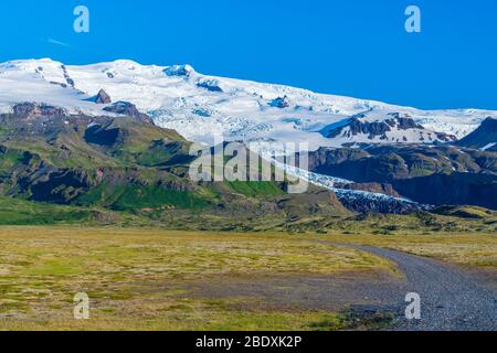 Vatnajökull glacial vu de Ring Road, région orientale, Islande Banque D'Images