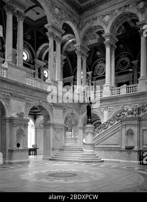 Bibliothèque du Congrès, Grand escalier, 1900 Banque D'Images