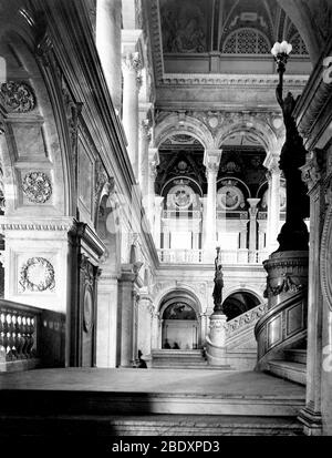 Bibliothèque du Congrès, Grande salle, 1897 Banque D'Images