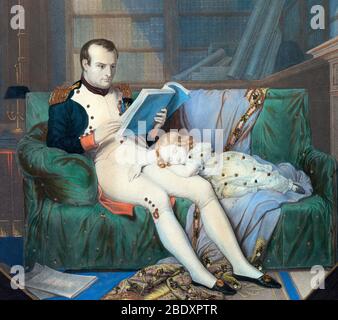 Napoléon lecture avec fils Banque D'Images
