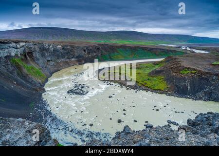 Aldeyjarfoss, Highlands d'Islande, région du Nord-est, Islande Banque D'Images