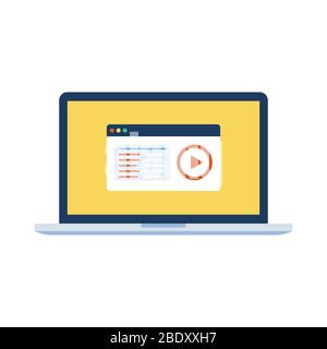 Formation en ligne vidéo enseignement à distance. Concept d'éducation Illustration de Vecteur