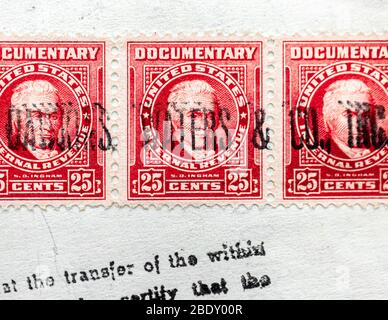 Gros plan des anciens timbres documentaires Banque D'Images