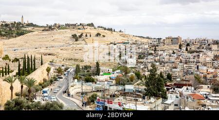 Vue aérienne de la vieille ville de Jérusalem. Israël Banque D'Images