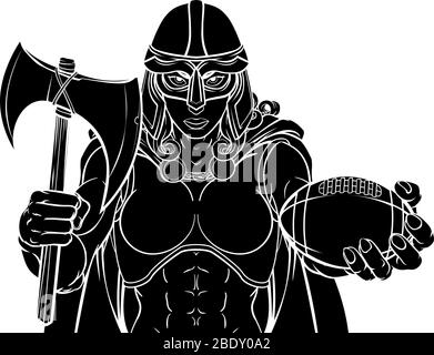 Troie Chevalier Celtique Viking Warrior Football Femme Illustration de Vecteur