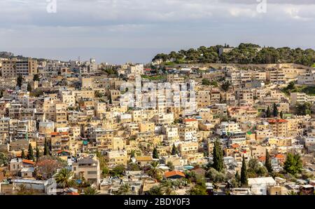 Vue aérienne de la vieille ville de Jérusalem. Israël Banque D'Images