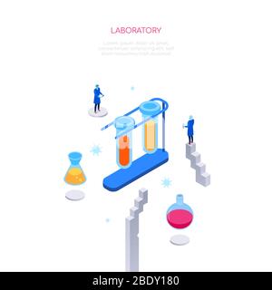 Laboratoire médical - bannière web isométrique moderne et colorée Illustration de Vecteur