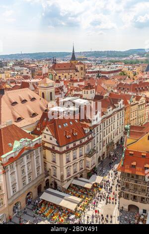 Vue aérienne de Prague, République tchèque / Panorama de la vieille ville de Prague Banque D'Images