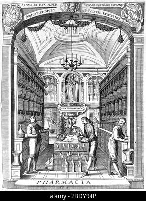 Gravure de pharmacie, Geiger, 1651 Banque D'Images