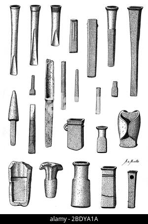 Outils de l'âge de bronze tardif, illustration Banque D'Images