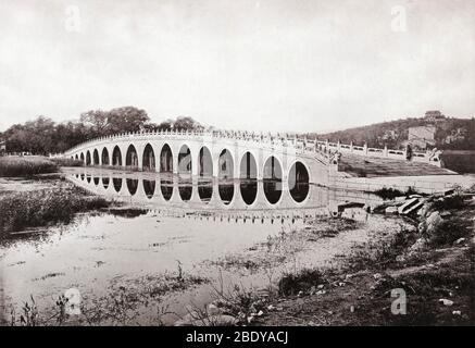 Super pont en marbre, Yuan Ming Yuan, Chine Banque D'Images