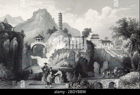 Temple de Tiger Hill et Pagode Yunyan, XIXe siècle Banque D'Images