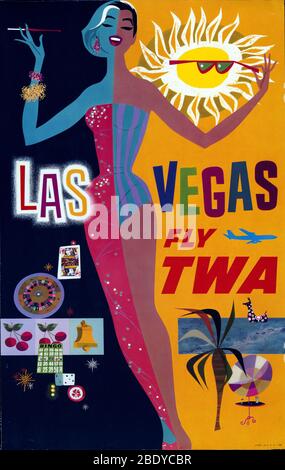 Las Vegas, affiche Fly TWA Banque D'Images
