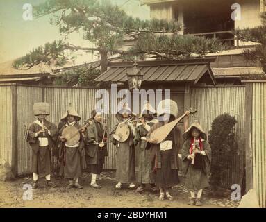 Musiciens japonais, c. 1880 Banque D'Images