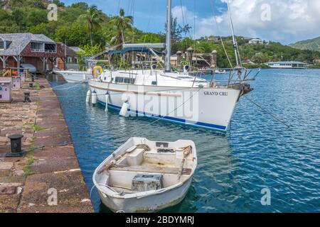 Bateaux dans le port, Nelsons Dockyard, Antigua-et-Barbuda Banque D'Images