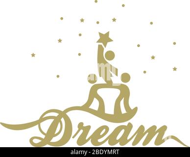 mot rêve et illustration du groupe d'enfants atteignant pour les étoiles Illustration de Vecteur