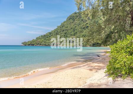 Plage de coucher de soleil, île de koh rong samloem, sihanoukville, Cambodge. Banque D'Images