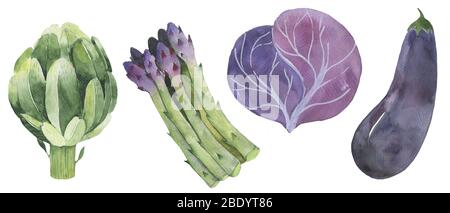 Ensemble de légumes brillants éléments de conception isolés sur fond blanc. Et éléments de conception isolés sur fond blanc. Banque D'Images