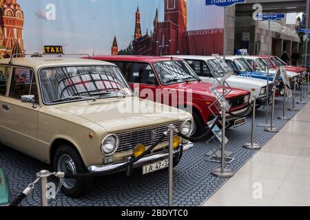 Leipzig, Allemagne-19 février 2020: Exposition Haus-Garten-Freizeit. Zhiguli voitures, fabriquées en Russie et en Union soviétique par Avtovaz en 1970 - 201 Banque D'Images