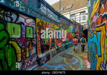 Gand, Belgique, août 2019. La rue graffiti est une rue étroite entièrement dédiée à l'art de la rue dans une ville aussi propre, élégante et ordonnée, nous trouvons Banque D'Images