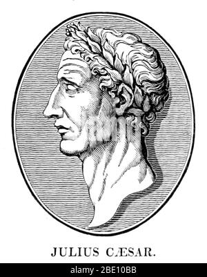 Gaius Julius César (100-44 av. J.-C.) était un général romain et un homme d'État. Il a joué un rôle essentiel dans la transformation progressive de la République romaine en Empire romain. Dans les campagnes militaires pour assurer le règne romain sur la province de Gaule (aujourd'hui France), il a gagné beaucoup de prestige. le sénat romain, craignant son pouvoir, lui a ordonné de dissoudre son armée, mais César a refusé, traversé la rivière Rubicon, est retourné à Rome avec son armée, et s'est fait dictateur. Lors d'une campagne ultérieure en Asie, il a fait rapport au sénat : « Je suis venu, j'ai vu, j'ai conquis ». César a été assassiné par son ami Brutus et o