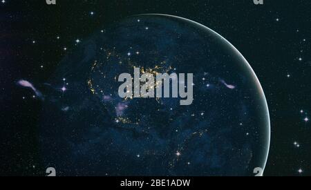 Planètes, étoiles et galaxies de l'espace montrant la beauté de l'exploration spatiale. Éléments fournis par la NASA Banque D'Images