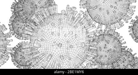 Modèle vectoriel de trame filaire d'un virus Illustration de Vecteur