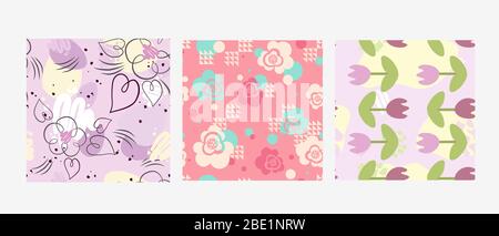 Fleurs dans des tons pastel sur fond. Illustration de Vecteur