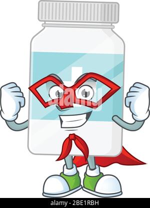 Complément bouteille dessin animé concept habillée comme super héros Illustration de Vecteur