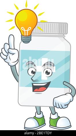 Un supplément génie bouteille mascotte personnage design ont une idée Illustration de Vecteur