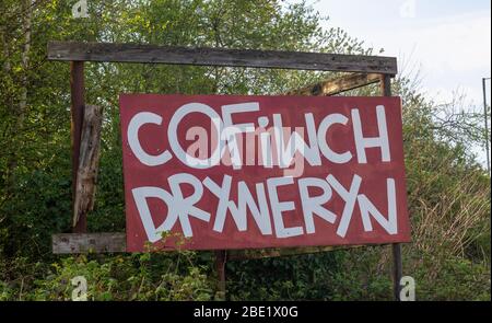 Cofiwch Dryweryn graffiti Banque D'Images