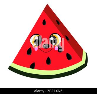 Mignonne pastèque de dessin animé en profitant de la saison estivale. Illustration de Vecteur