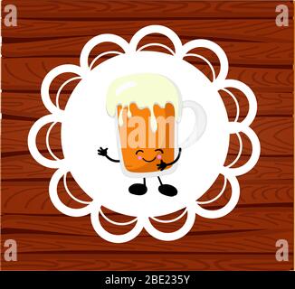 logo et icône de bonheur de bière. verre de houblon. Illustration de Vecteur