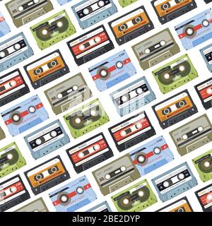 Cassette avec musique, bandes avec un son sans couture Illustration de Vecteur