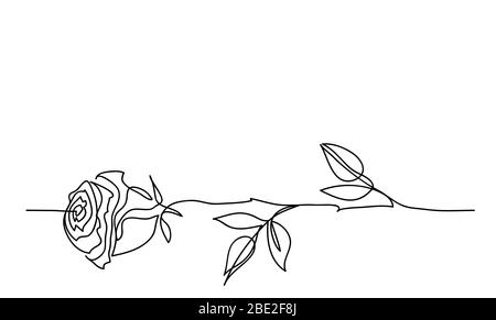 Motif tatouage minimaliste à motif fleurs roses. Un dessin en ligne continue. Esquisse simple de rose noire et blanche.
