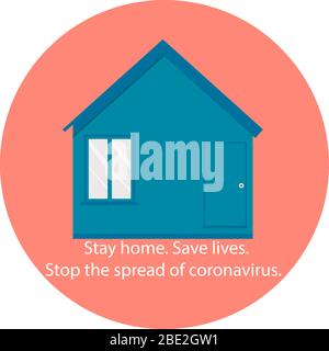 Logo design home, concept Stay home sauver des vies arrêtez la propagation du coronavirus. Illustration de Vecteur