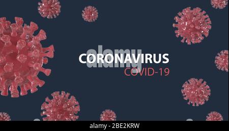 Illusoire de virus. Coronavirus, COVID-19, virus corona, SRAS-COV-2, contexte du concept de pandémie pour la santé, conception médicale. Rendu en relief du coronavirus. CopySpace. Banque D'Images