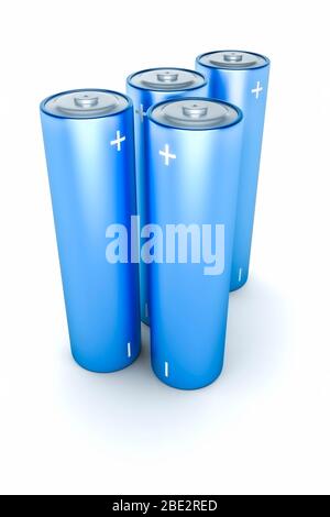 Blaue Vier Batterien vor weissem Hintergrund Banque D'Images