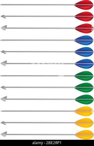 Flèche de différentes couleurs et têtes de flèche. Illustration Vecor. Illustration de Vecteur