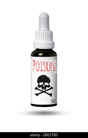 Image d'une petite bouteille typique avec crâne et poison Banque D'Images