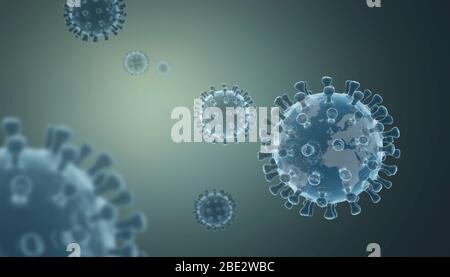 Rendu tridimensionnel du coronavirus noval COVID-19 Banque D'Images