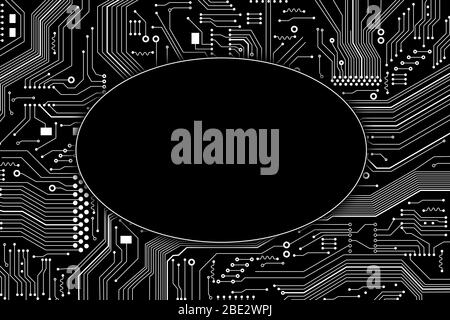Illustration avec espace vide pour votre conception sur microcircuit noir et blanc. Expérience high-tech Banque D'Images
